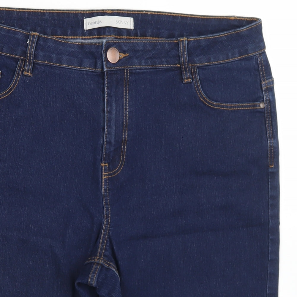 George Womens Blue  Cotton Boyfriend Shorts Size 18 L10 in Regular Button