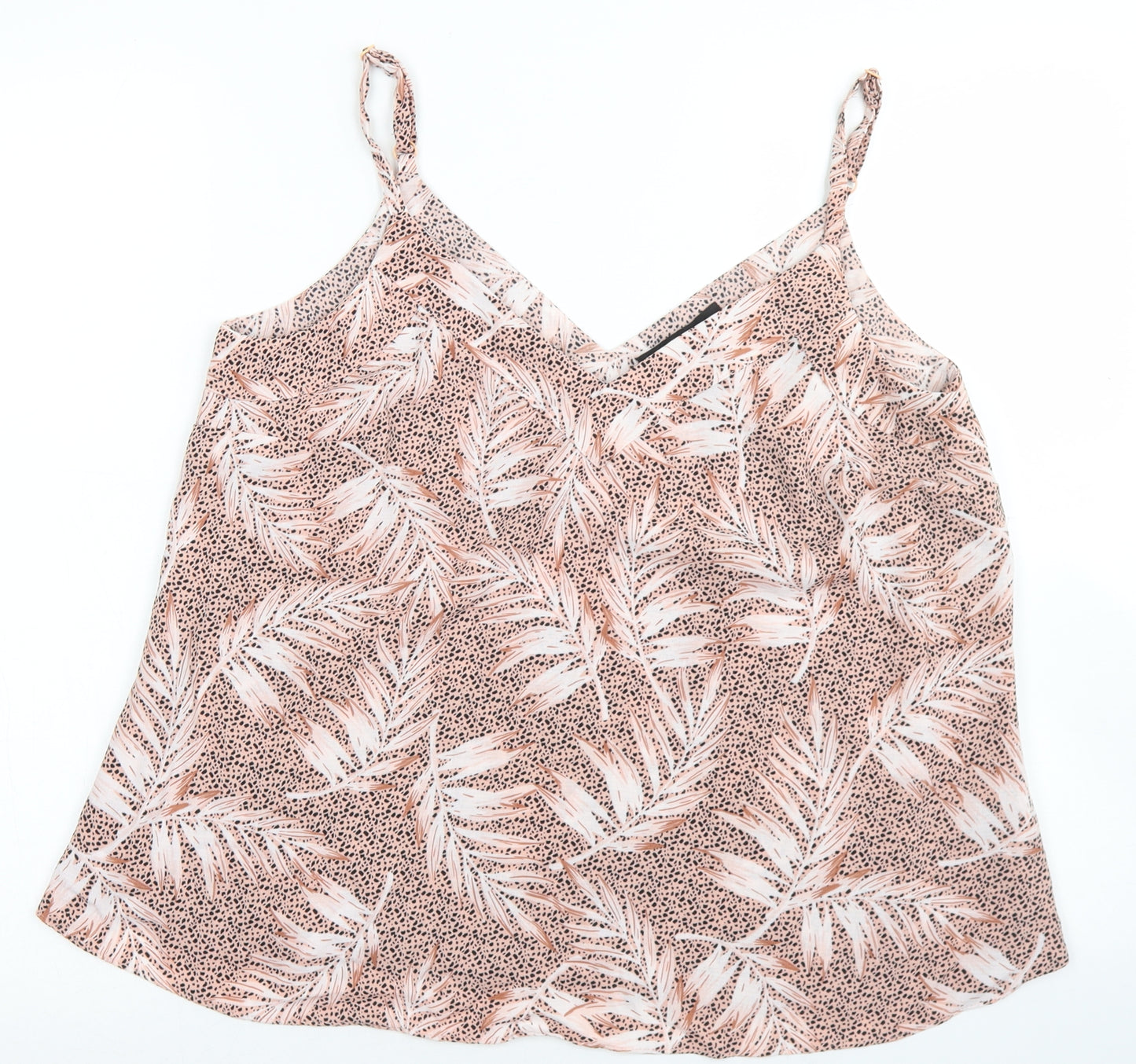 George Womens Pink Animal Print Polyester Camisole Blouse Size 12 V-Neck