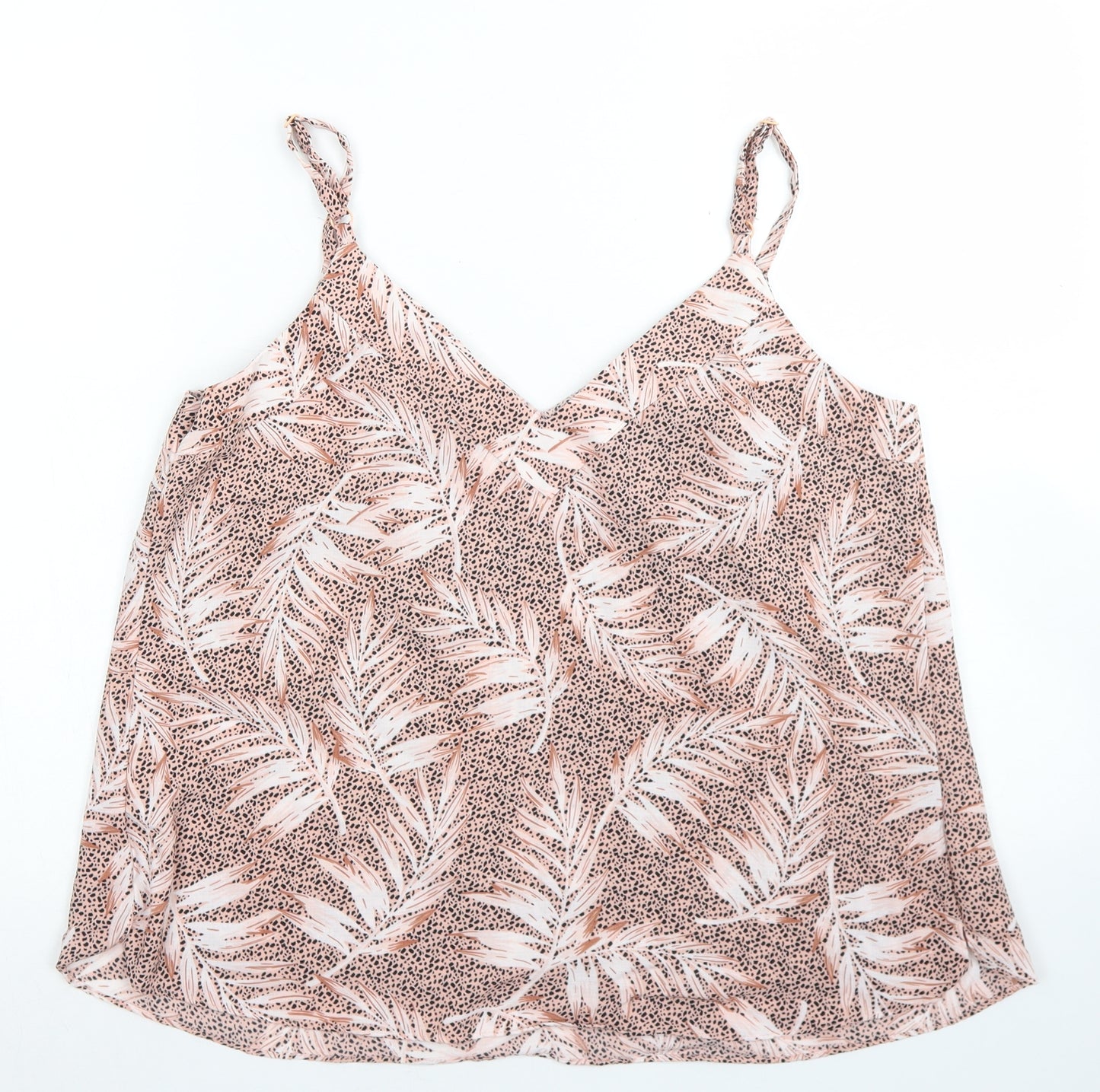 George Womens Pink Animal Print Polyester Camisole Blouse Size 12 V-Neck