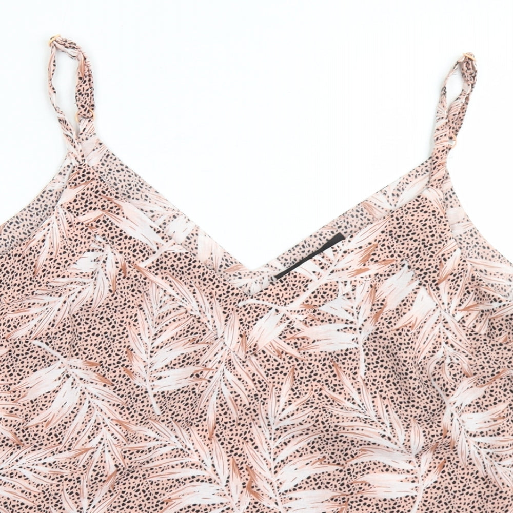 George Womens Pink Animal Print Polyester Camisole Blouse Size 12 V-Neck
