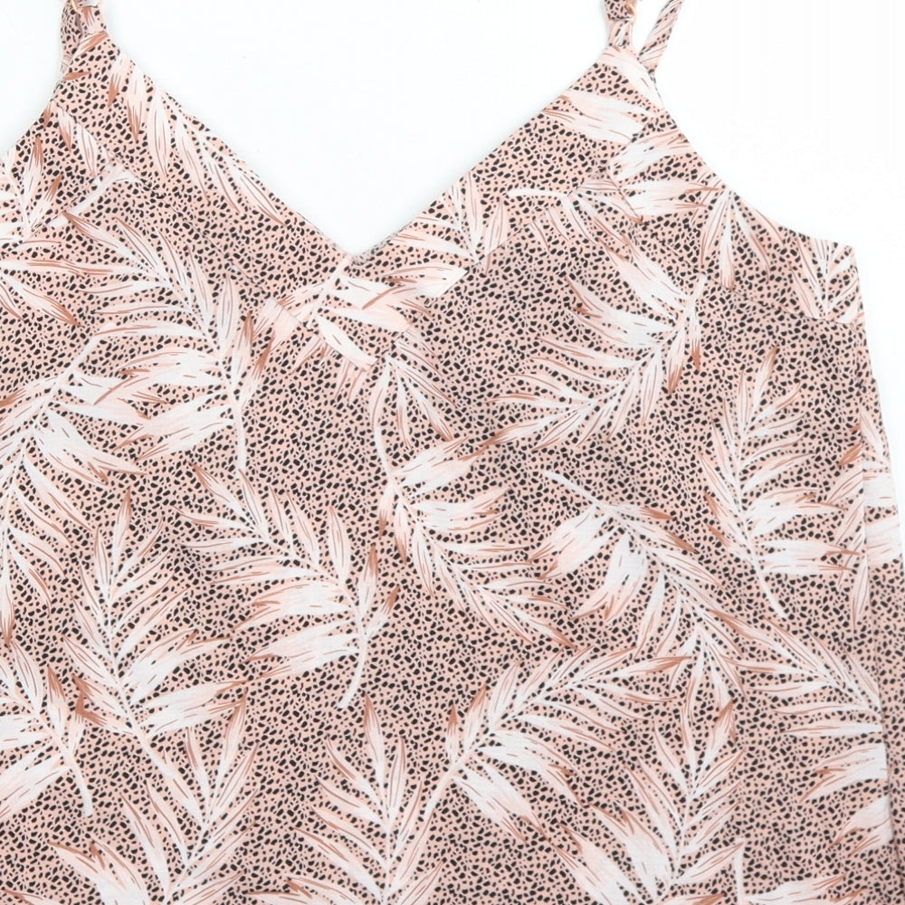 George Womens Pink Animal Print Polyester Camisole Blouse Size 12 V-Neck