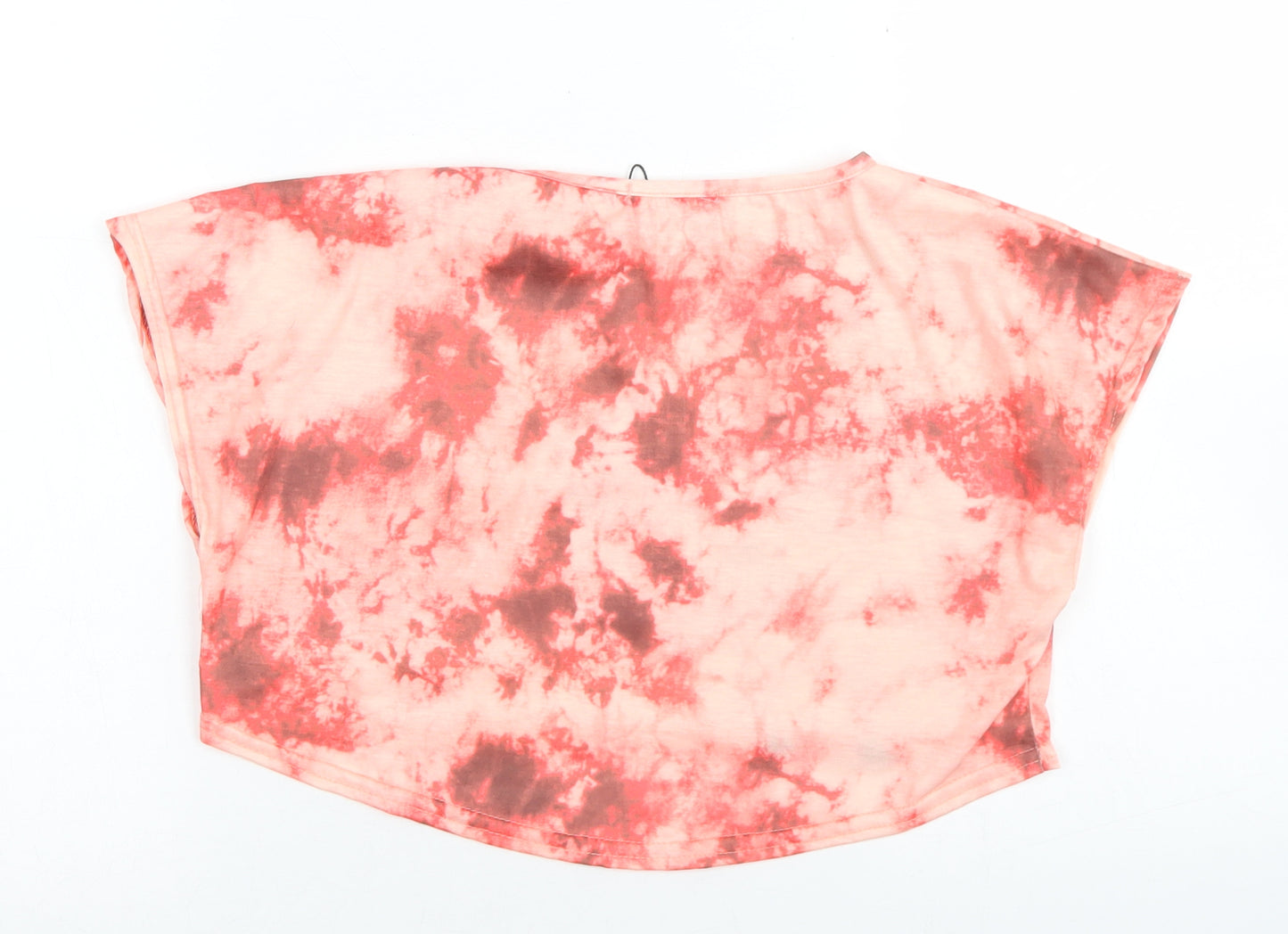 PRETTYLITTLETHING Womens Red  Polyester Cropped T-Shirt Size 10 Round Neck - tie Dye