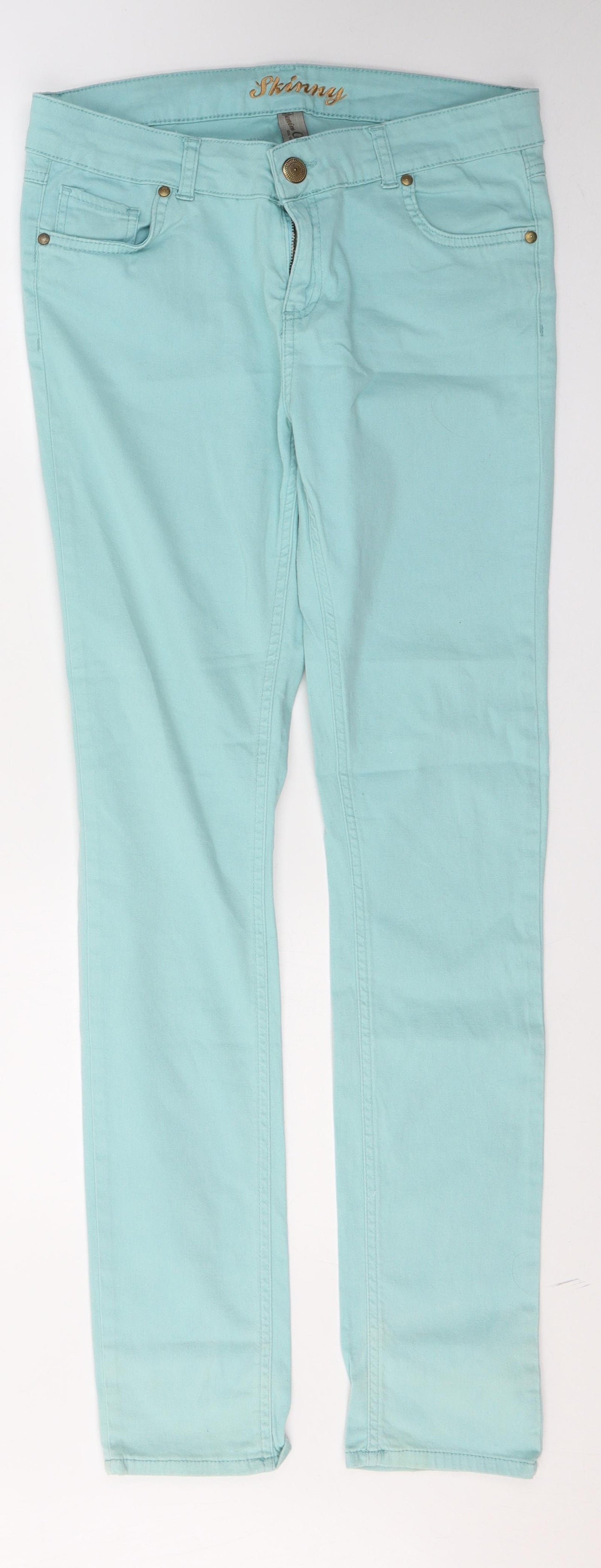 Denim & Co. Womens Blue  Cotton Skinny Jeans Size 12 L31 in Regular Button