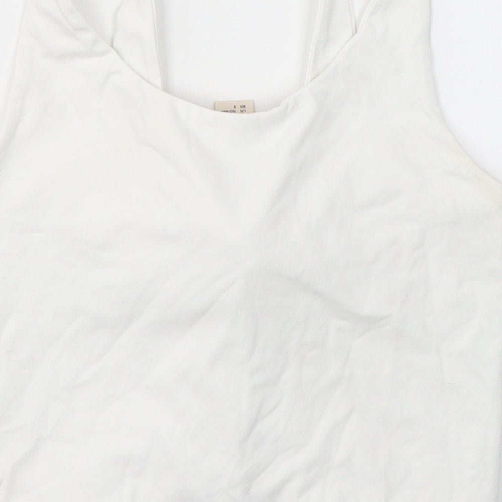 H&M Womens White  Cotton Cropped Tank Size 10 Round Neck