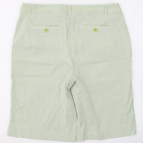 Charter Club Womens Green Striped Cotton Boyfriend Shorts Size 10 L11 in Regular Button