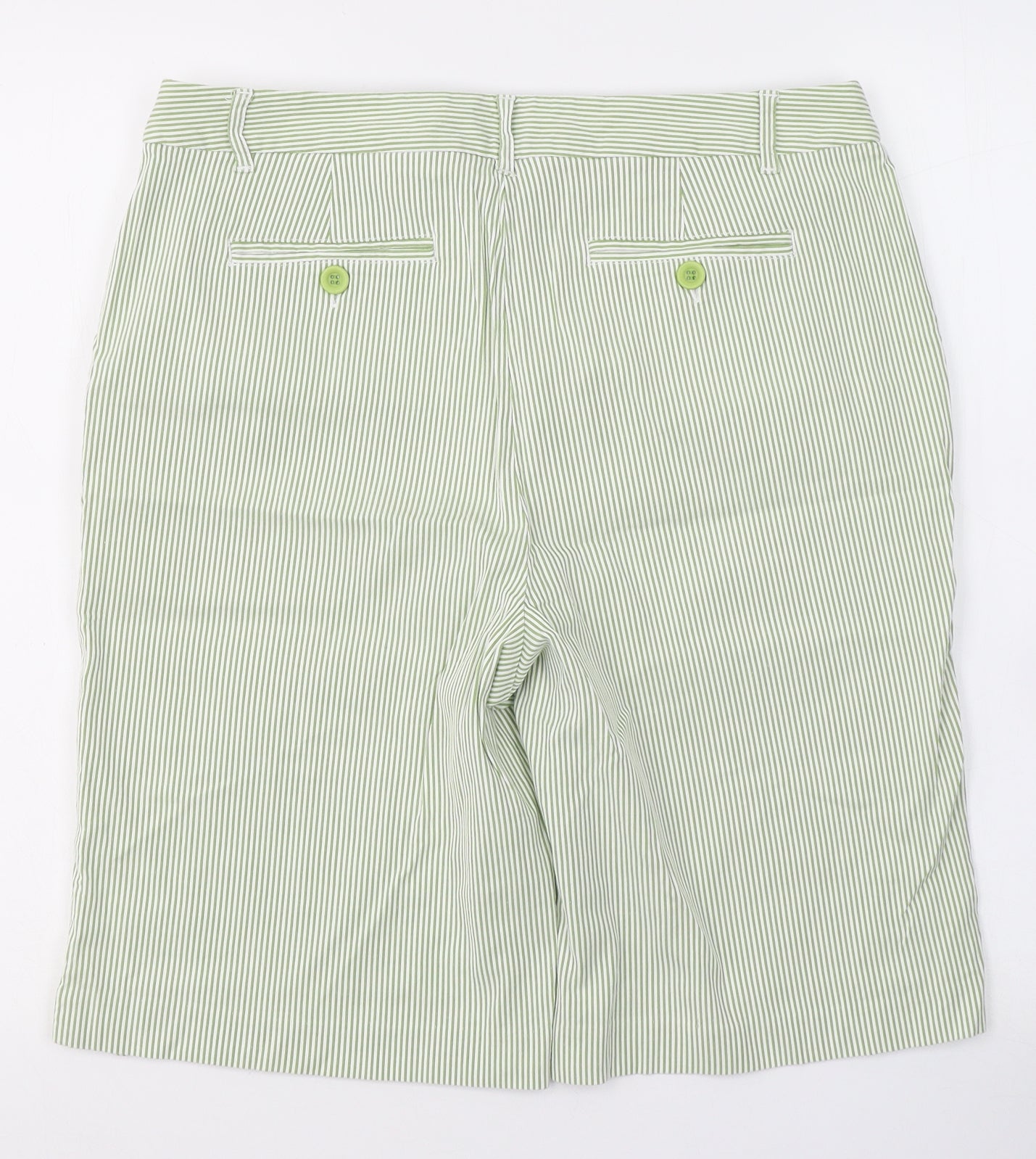 Charter Club Womens Green Striped Cotton Boyfriend Shorts Size 10 L11 in Regular Button