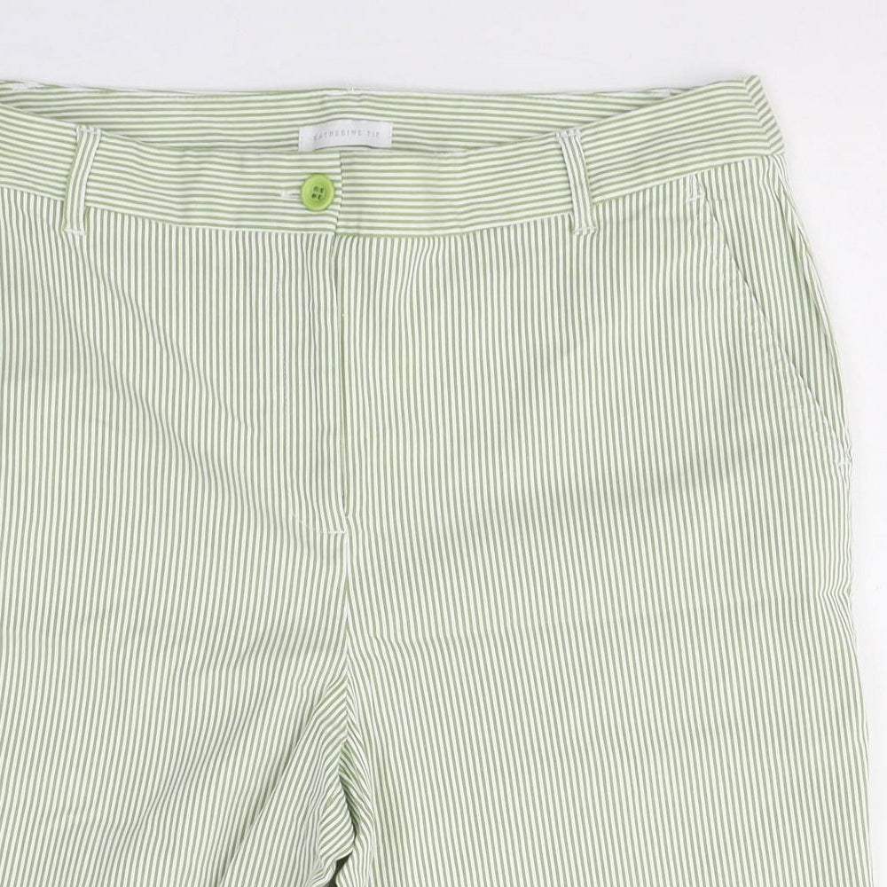 Charter Club Womens Green Striped Cotton Boyfriend Shorts Size 10 L11 in Regular Button