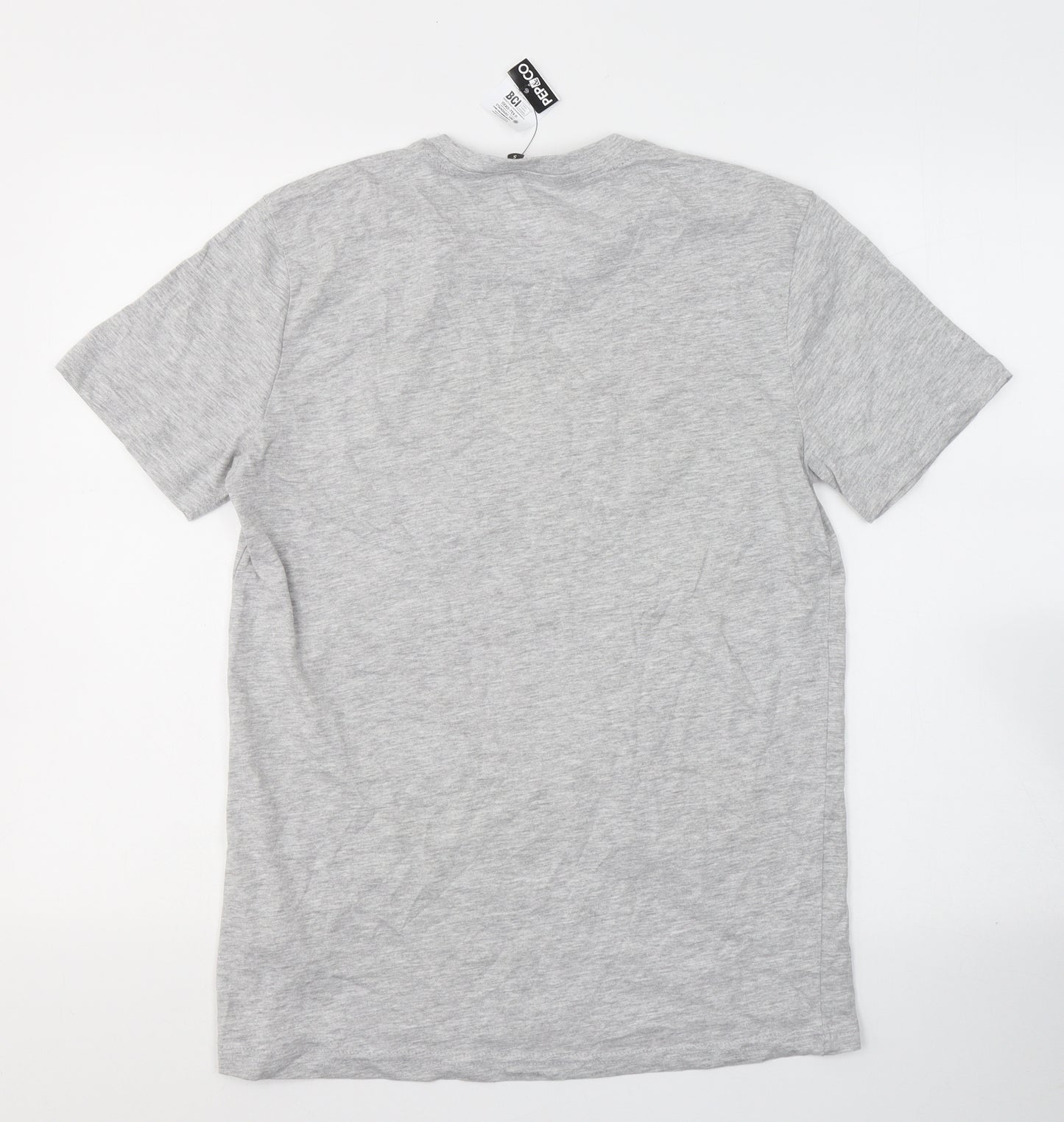 Pep&Co Mens Grey  Cotton  T-Shirt Size S Round Neck
