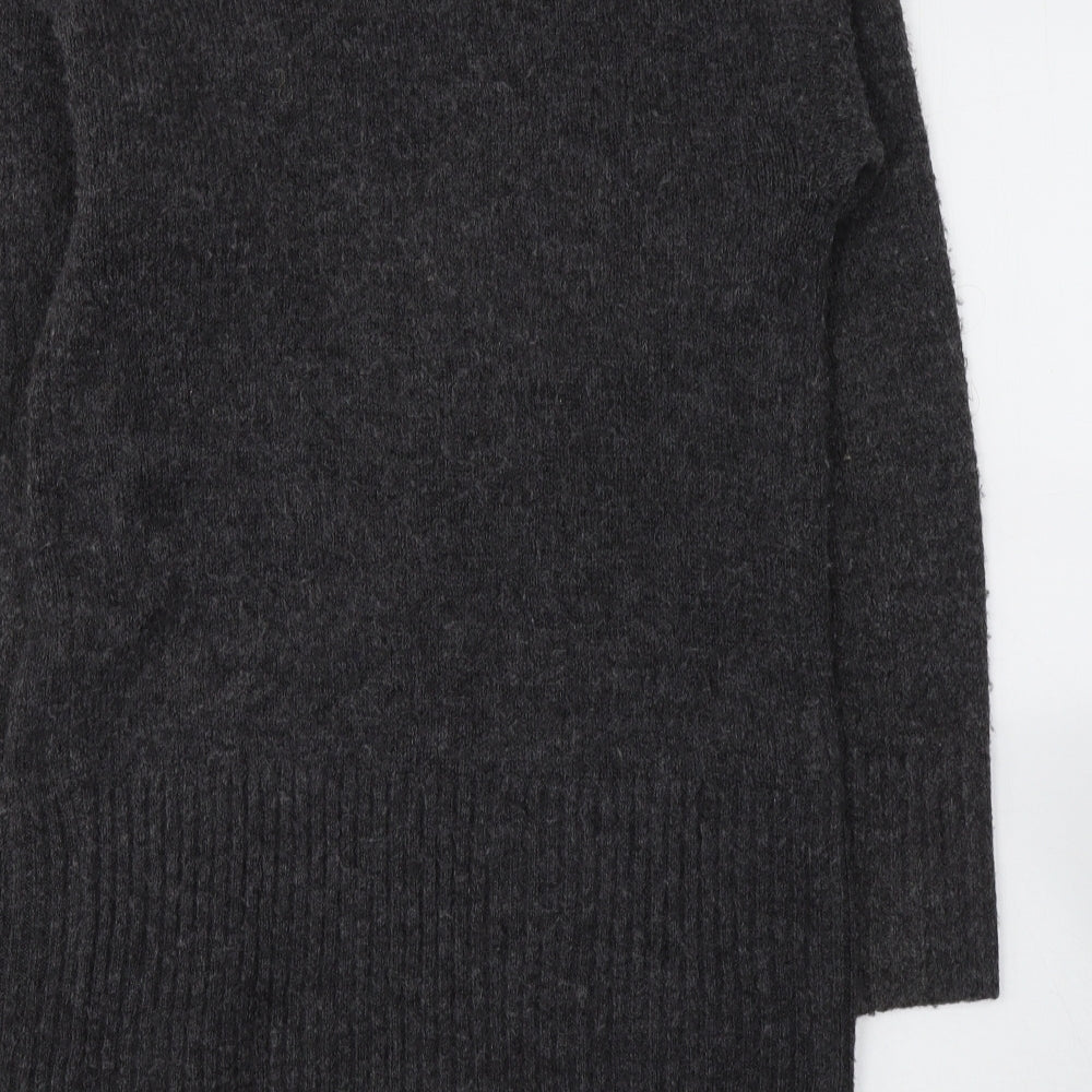 F&F Womens Grey V-Neck  Acrylic Cardigan Jumper Size 6