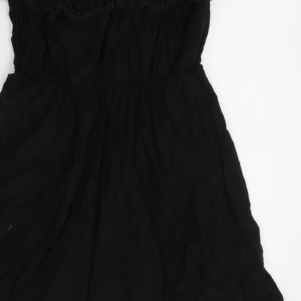 Preworn Womens Black  Polyester Fit & Flare  Size XL  Off the Shoulder Pullover