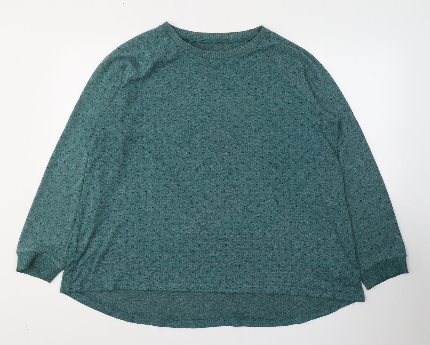 Primark Womens Green Geometric Polyester Jersey T-Shirt Size 18 Round Neck
