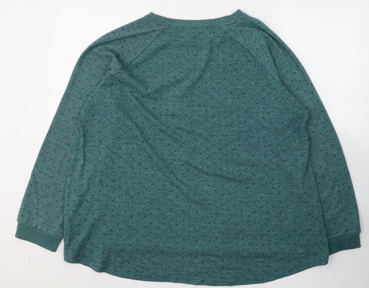 Primark Womens Green Geometric Polyester Jersey T-Shirt Size 18 Round Neck