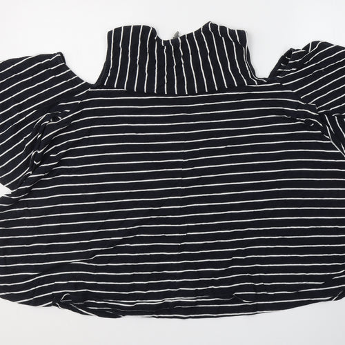 ASOS Womens Blue Striped Cotton Basic Blouse Size 12 Round Neck