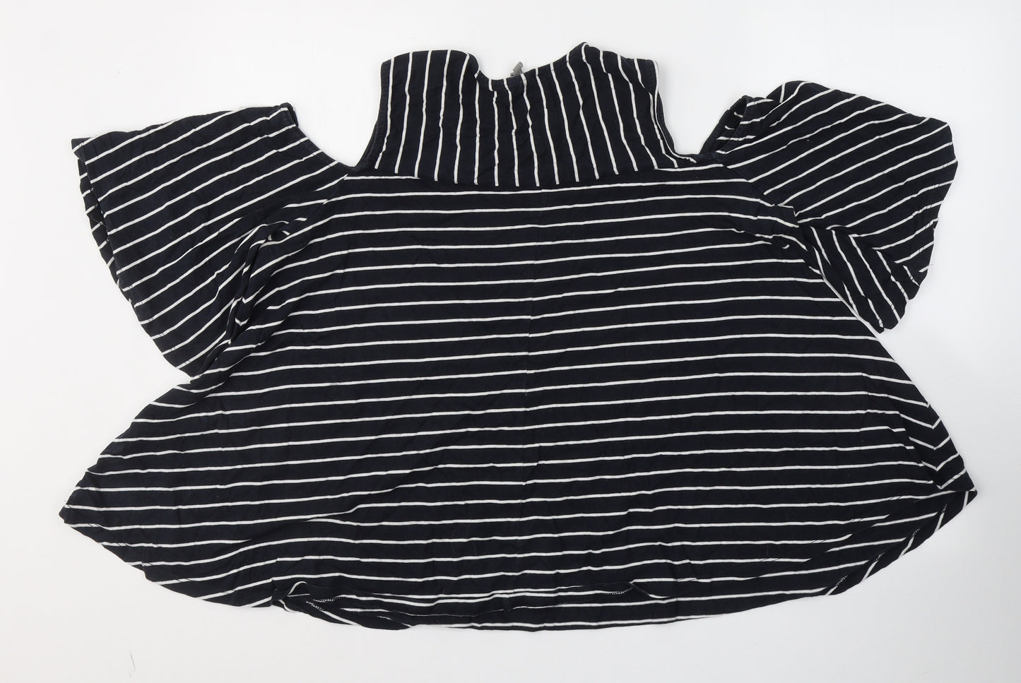 ASOS Womens Blue Striped Cotton Basic Blouse Size 12 Round Neck