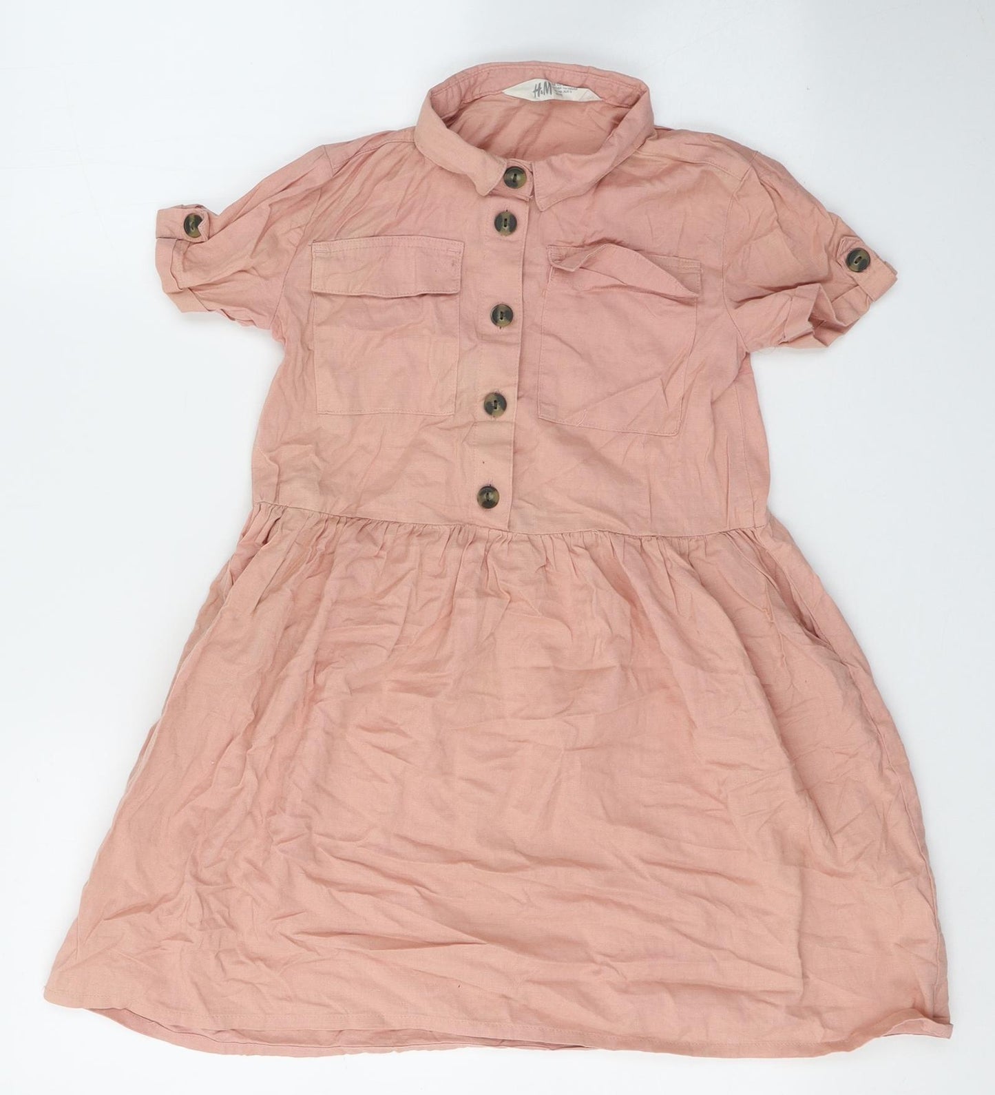 F&F Girls Pink  Cotton Fit & Flare  Size 7-8 Years  Collared Pullover