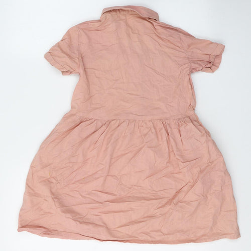 F&F Girls Pink  Cotton Fit & Flare  Size 7-8 Years  Collared Pullover