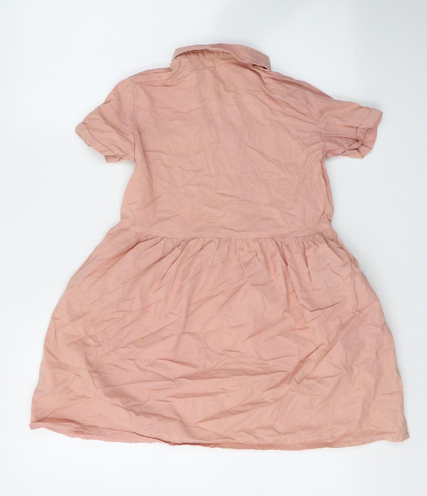 F&F Girls Pink  Cotton Fit & Flare  Size 7-8 Years  Collared Pullover