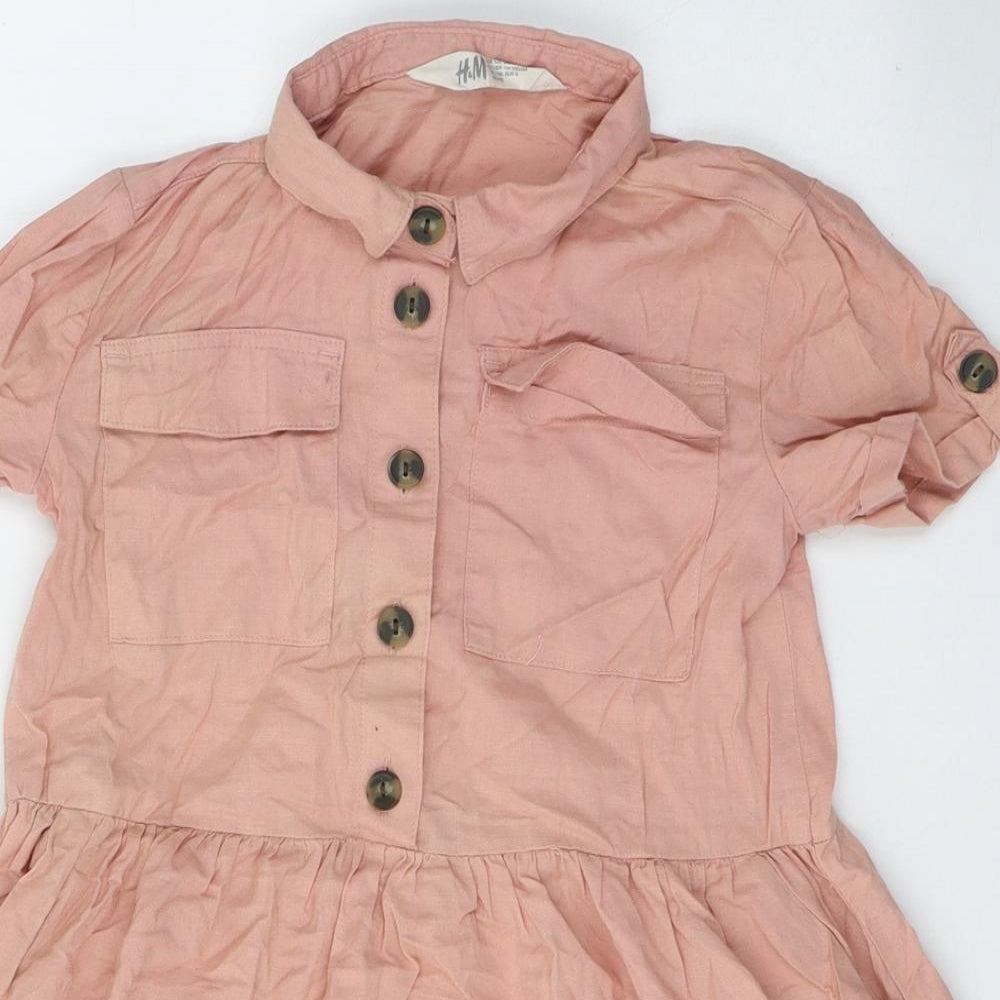 F&F Girls Pink  Cotton Fit & Flare  Size 7-8 Years  Collared Pullover