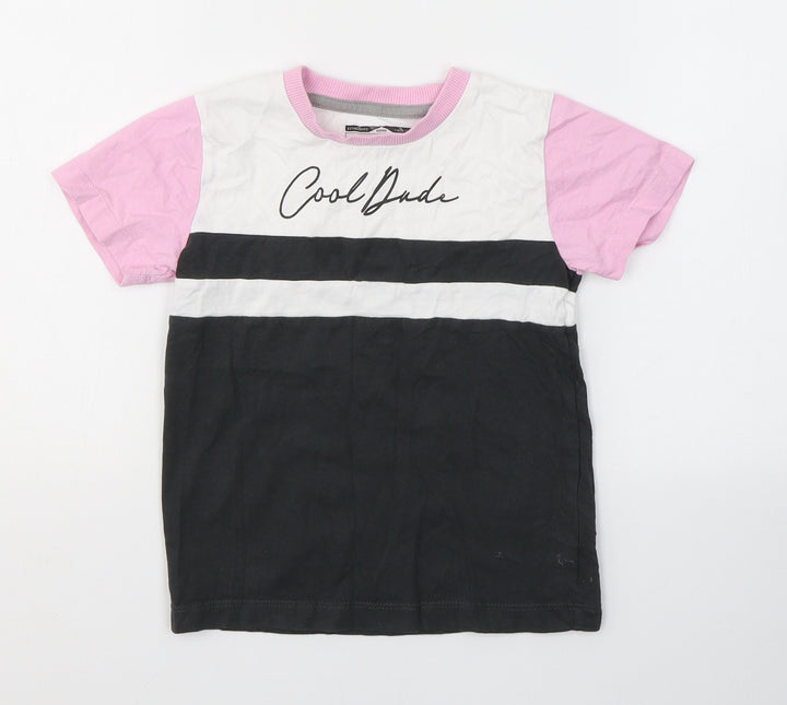 NEXT Boys Multicoloured Colourblock Cotton Pullover T-Shirt Size 2-3 Years Round Neck Pullover