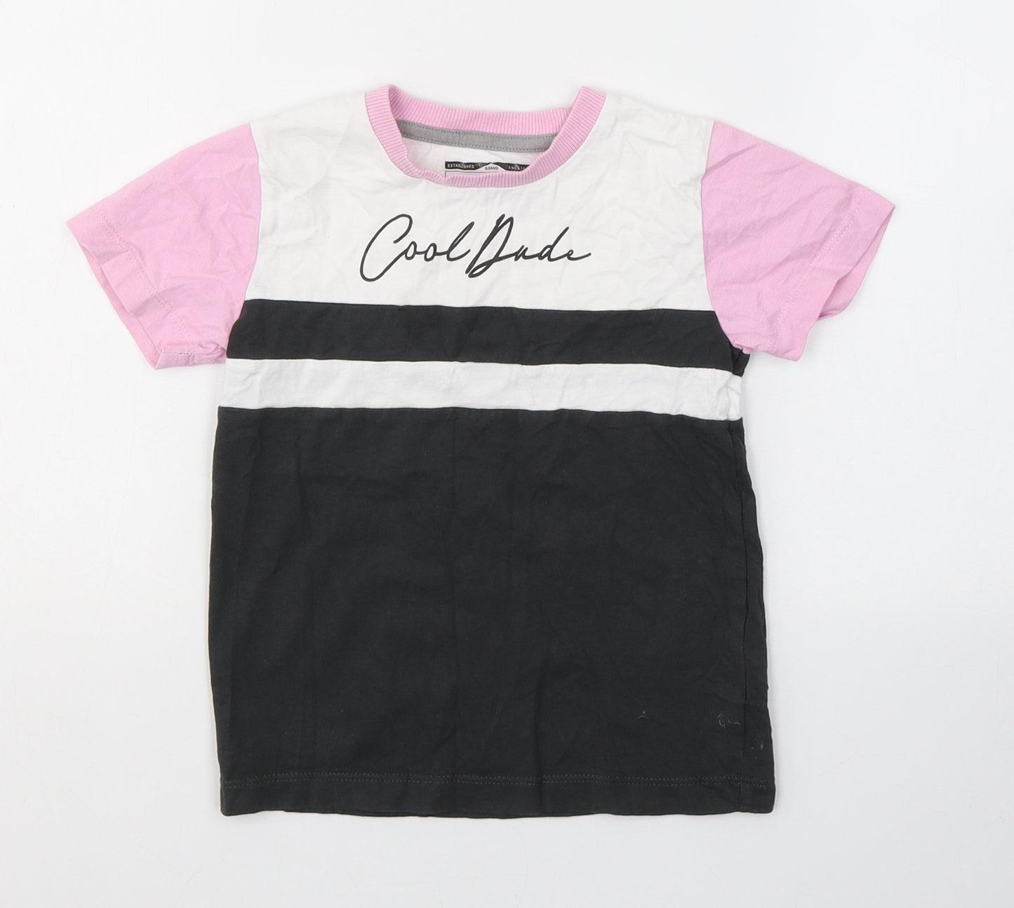 NEXT Boys Multicoloured Colourblock Cotton Pullover T-Shirt Size 2-3 Years Round Neck Pullover