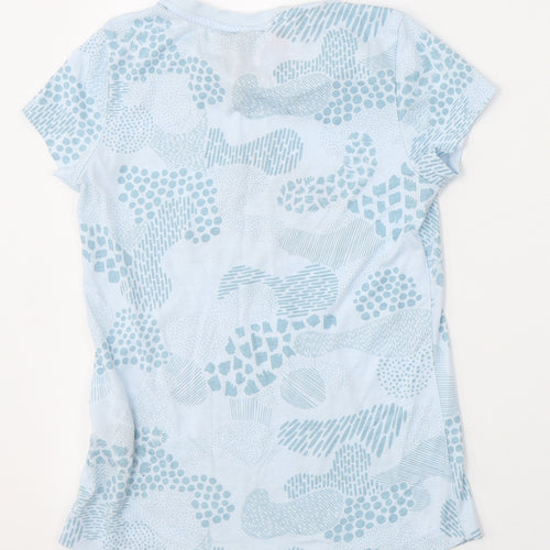 adidas Girls Blue Geometric Polyester Basic T-Shirt Size 12-13 Years Round Neck Pullover