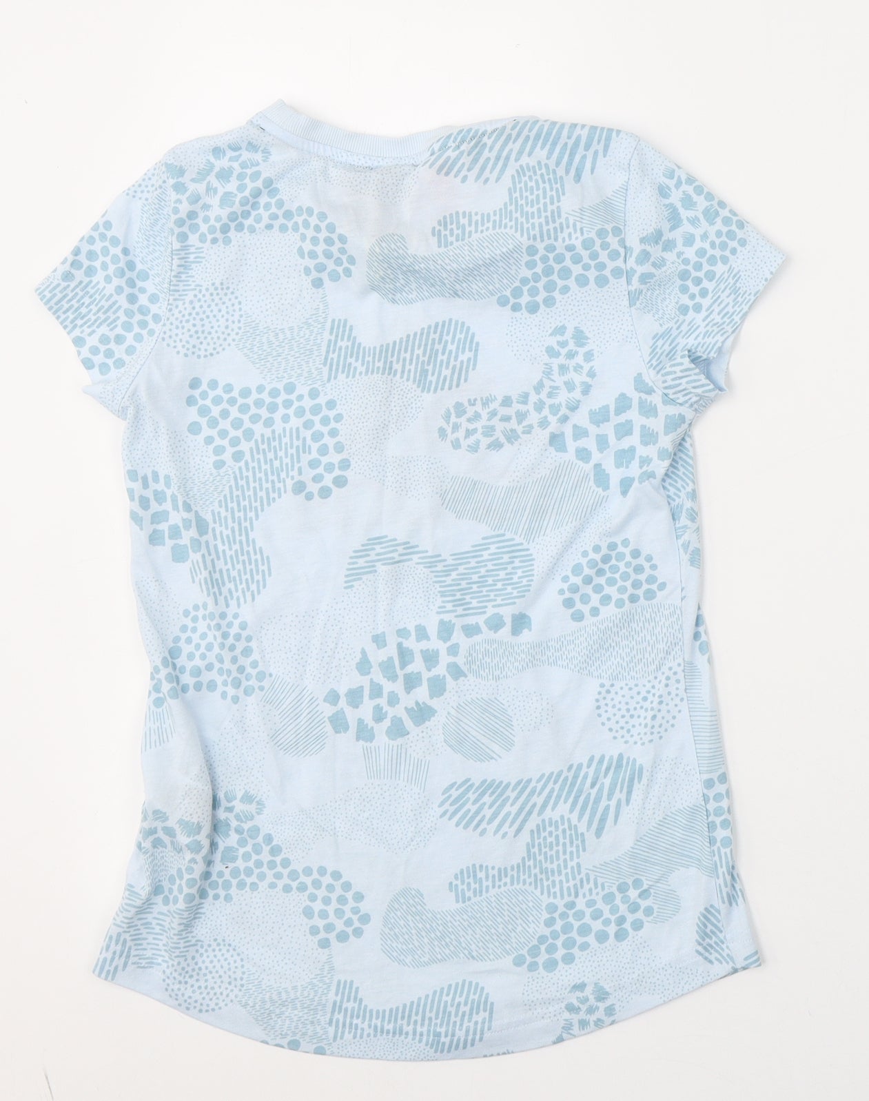 adidas Girls Blue Geometric Polyester Basic T-Shirt Size 12-13 Years Round Neck Pullover