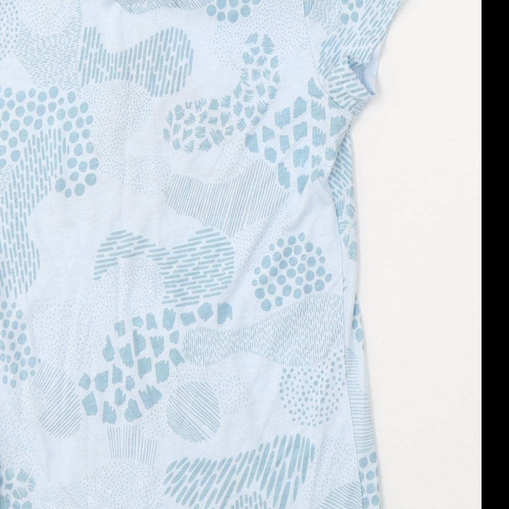 adidas Girls Blue Geometric Polyester Basic T-Shirt Size 12-13 Years Round Neck Pullover