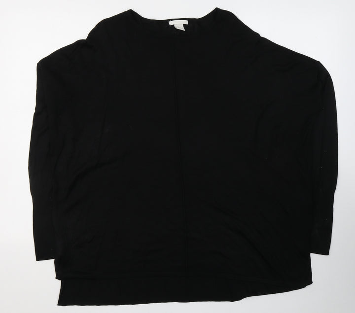 H&M Womens Black Acrylic Jersey T-Shirt Size M Round Neck