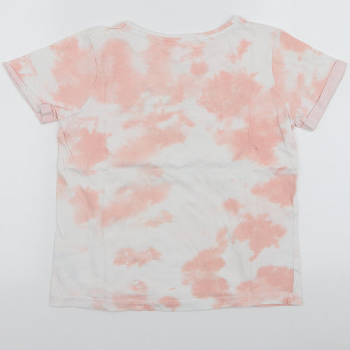 Primark Girls Pink  100% Cotton Jersey T-Shirt Size 10-11 Years Round Neck Pullover - Tie dye