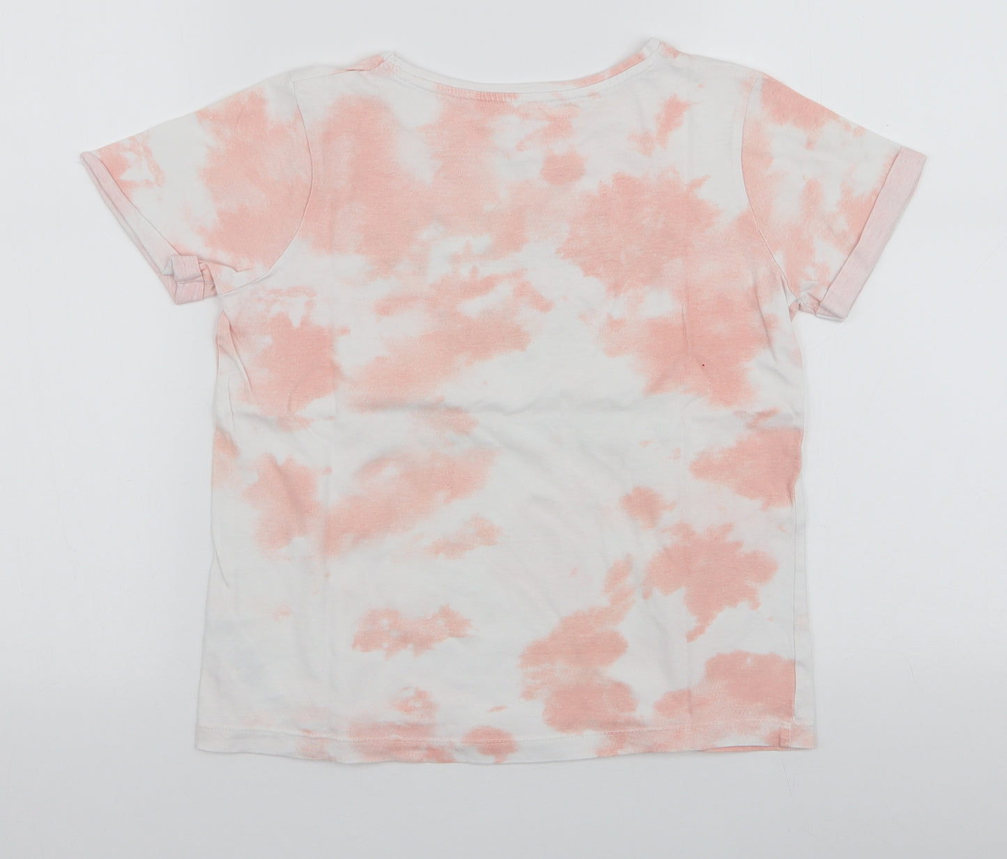 Primark Girls Pink  100% Cotton Jersey T-Shirt Size 10-11 Years Round Neck Pullover - Tie dye