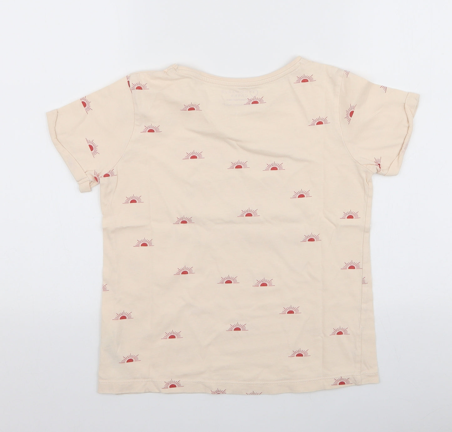 Primark Girls Beige  100% Cotton Jersey T-Shirt Size 10-11 Years Round Neck Pullover - Sunshine state of mind