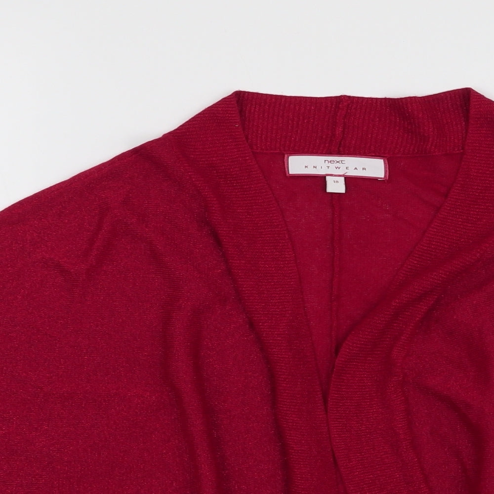 NEXT Womens Red V-Neck  Viscose Cardigan Jumper Size 18