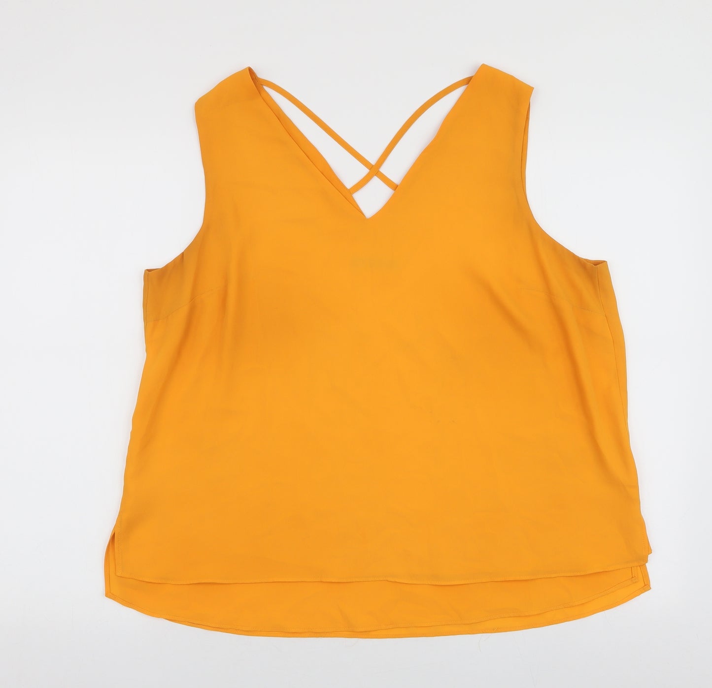 Dunnes Stores Womens Yellow  Polyester Camisole Blouse Size L V-Neck
