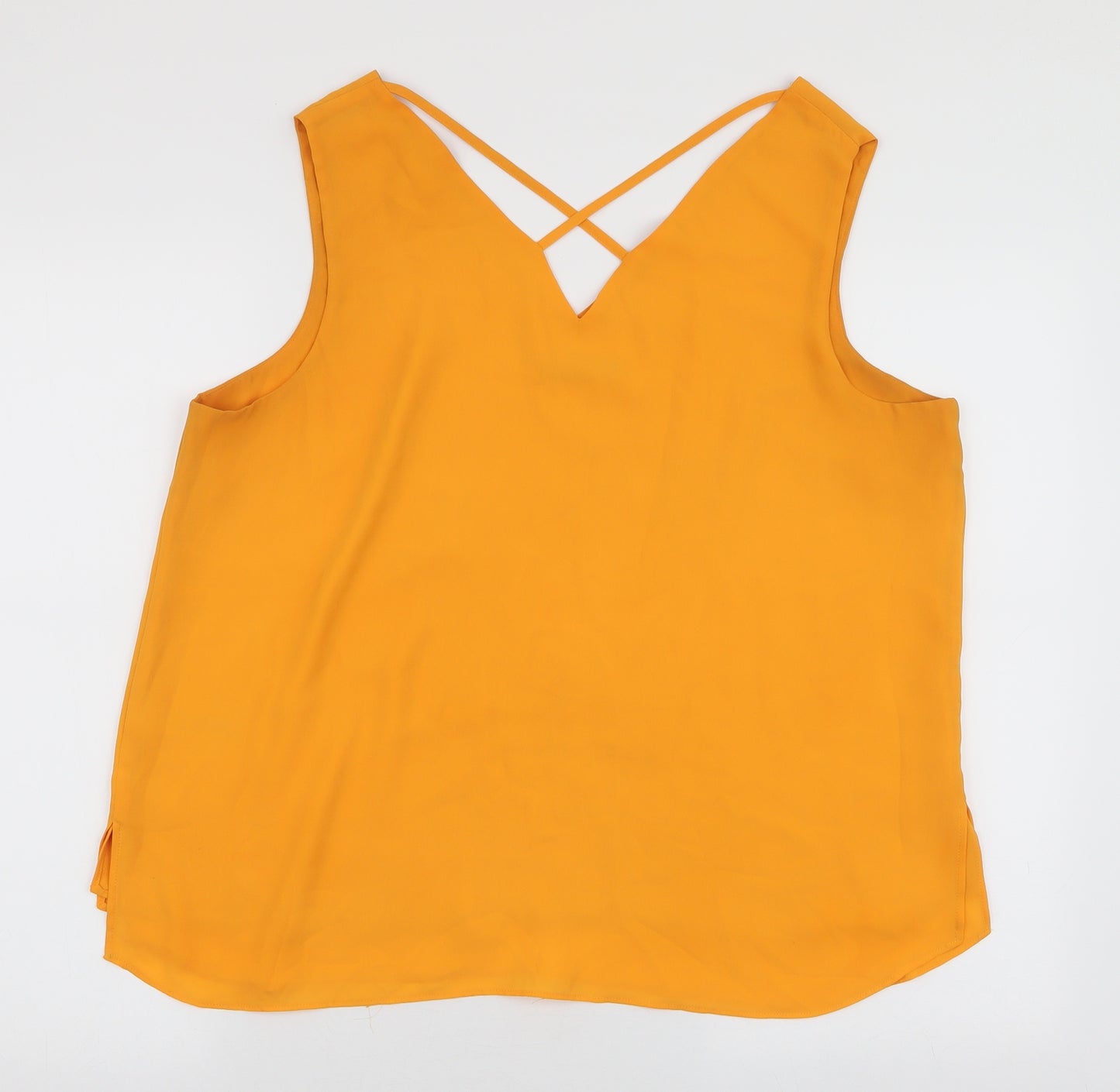 Dunnes Stores Womens Yellow  Polyester Camisole Blouse Size L V-Neck