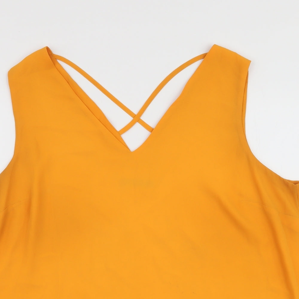 Dunnes Stores Womens Yellow  Polyester Camisole Blouse Size L V-Neck