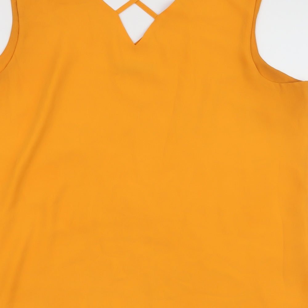 Dunnes Stores Womens Yellow  Polyester Camisole Blouse Size L V-Neck