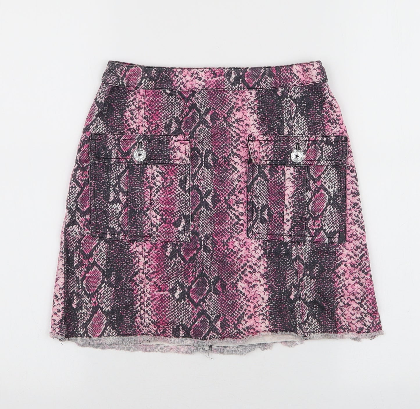 River Island Girls Pink Animal Print 100% Cotton A-Line Skirt Size 10 Years  Regular Zip