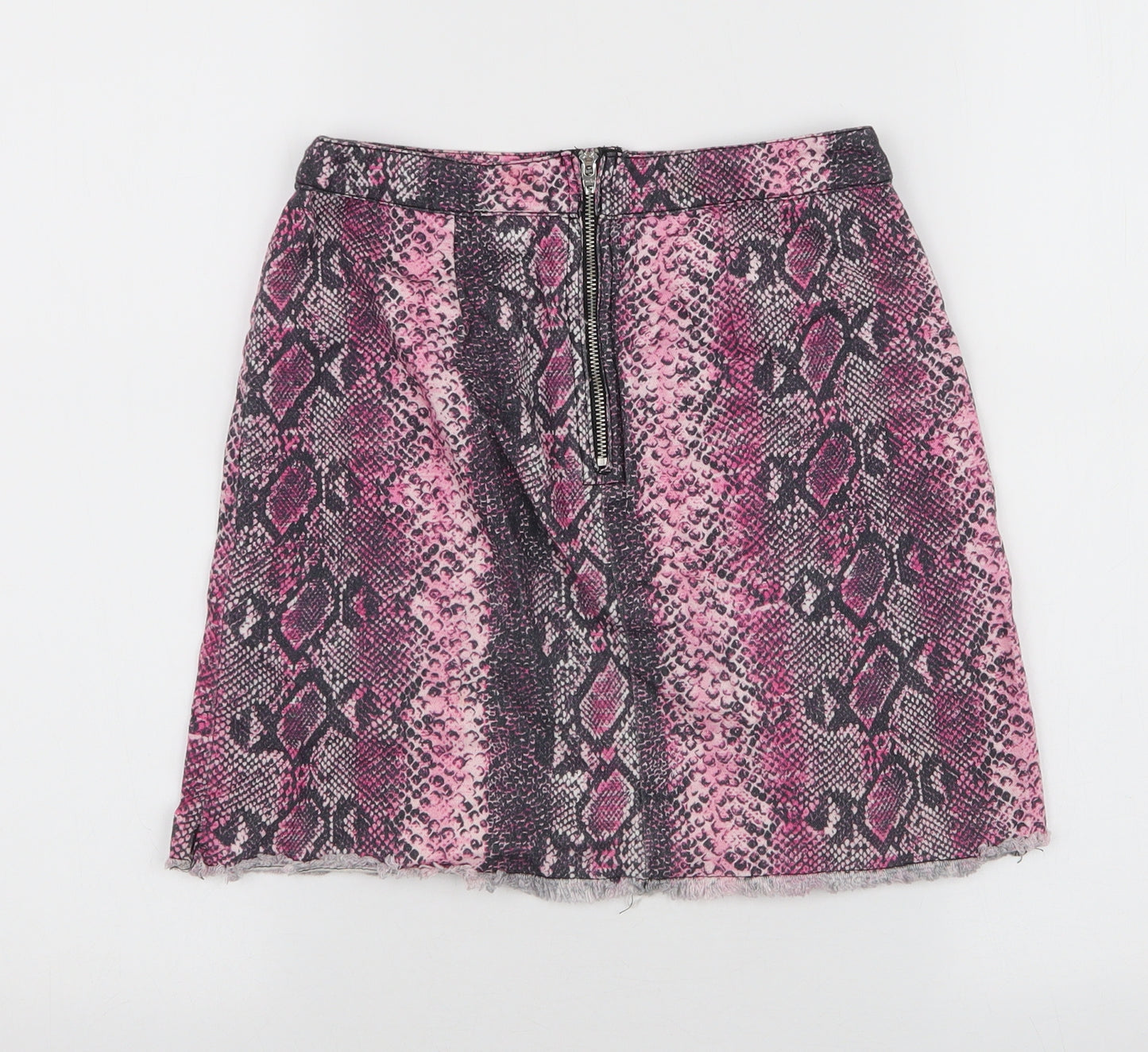 River Island Girls Pink Animal Print 100% Cotton A-Line Skirt Size 10 Years  Regular Zip