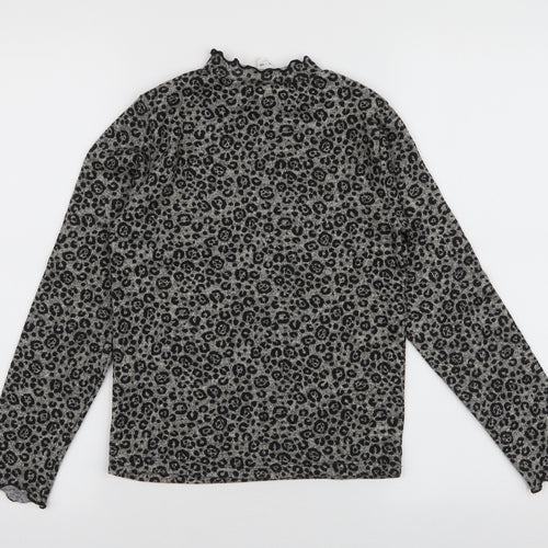 Zara Girls Grey High Neck Animal Print Polyester Pullover Jumper Size 11-12 Years  Pullover