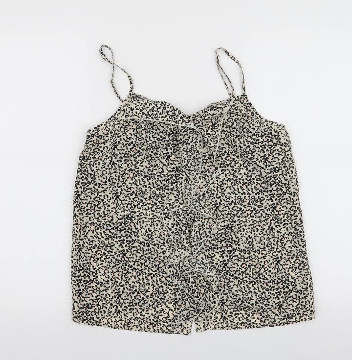 Oasis Womens Multicoloured Animal Print Polyester Camisole Blouse Size 10 Round Neck