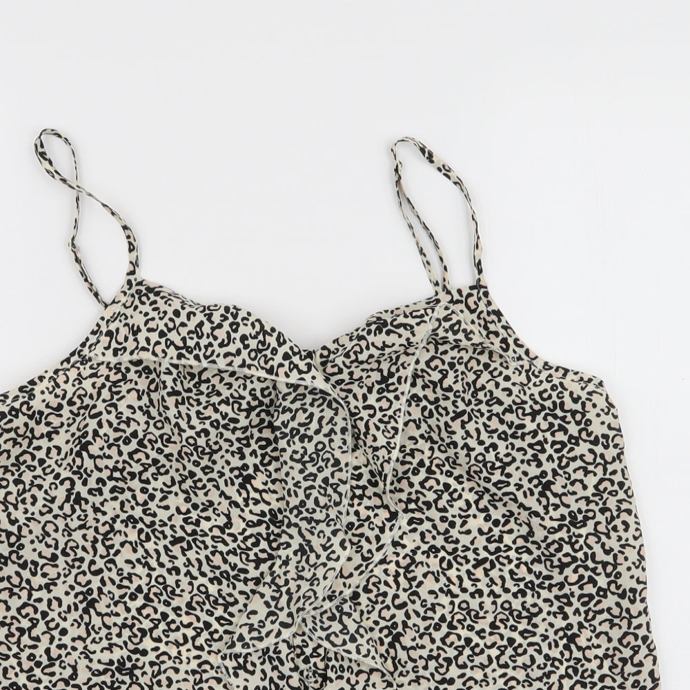Oasis Womens Multicoloured Animal Print Polyester Camisole Blouse Size 10 Round Neck