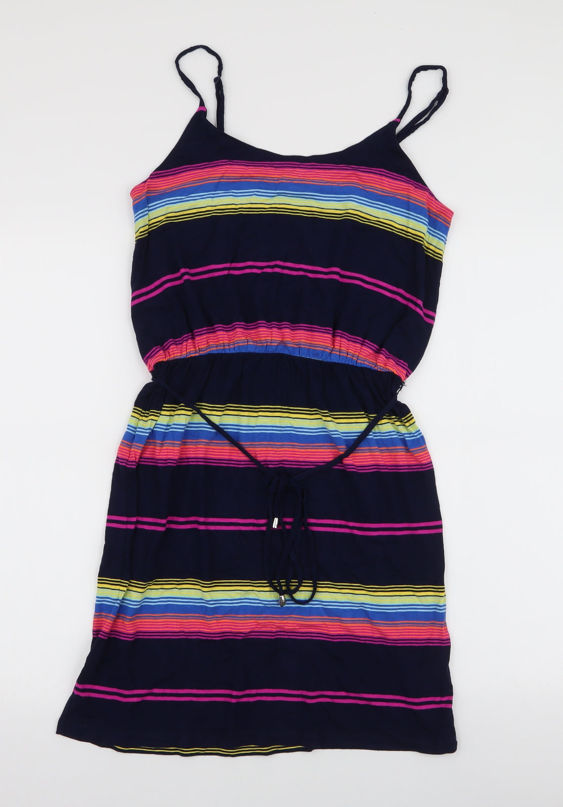 Oasis Womens Multicoloured Striped Viscose A-Line  Size S  Round Neck Pullover