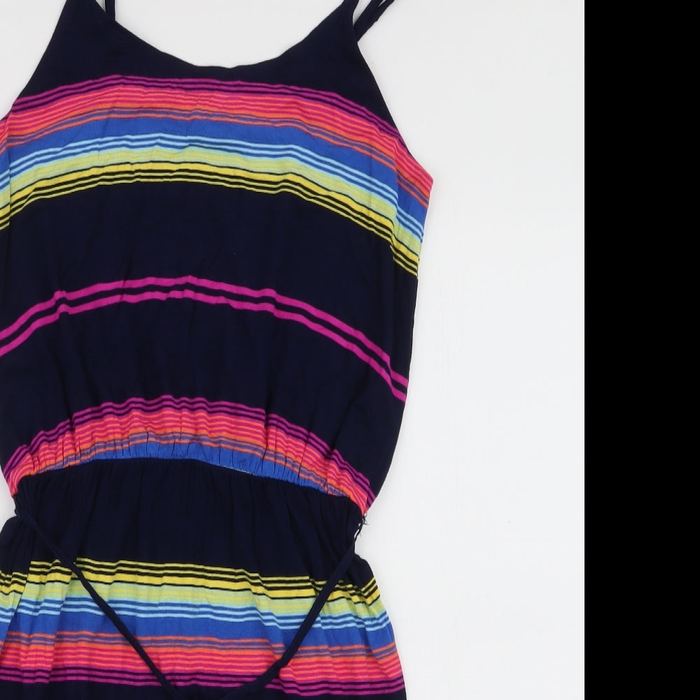Oasis Womens Multicoloured Striped Viscose A-Line  Size S  Round Neck Pullover