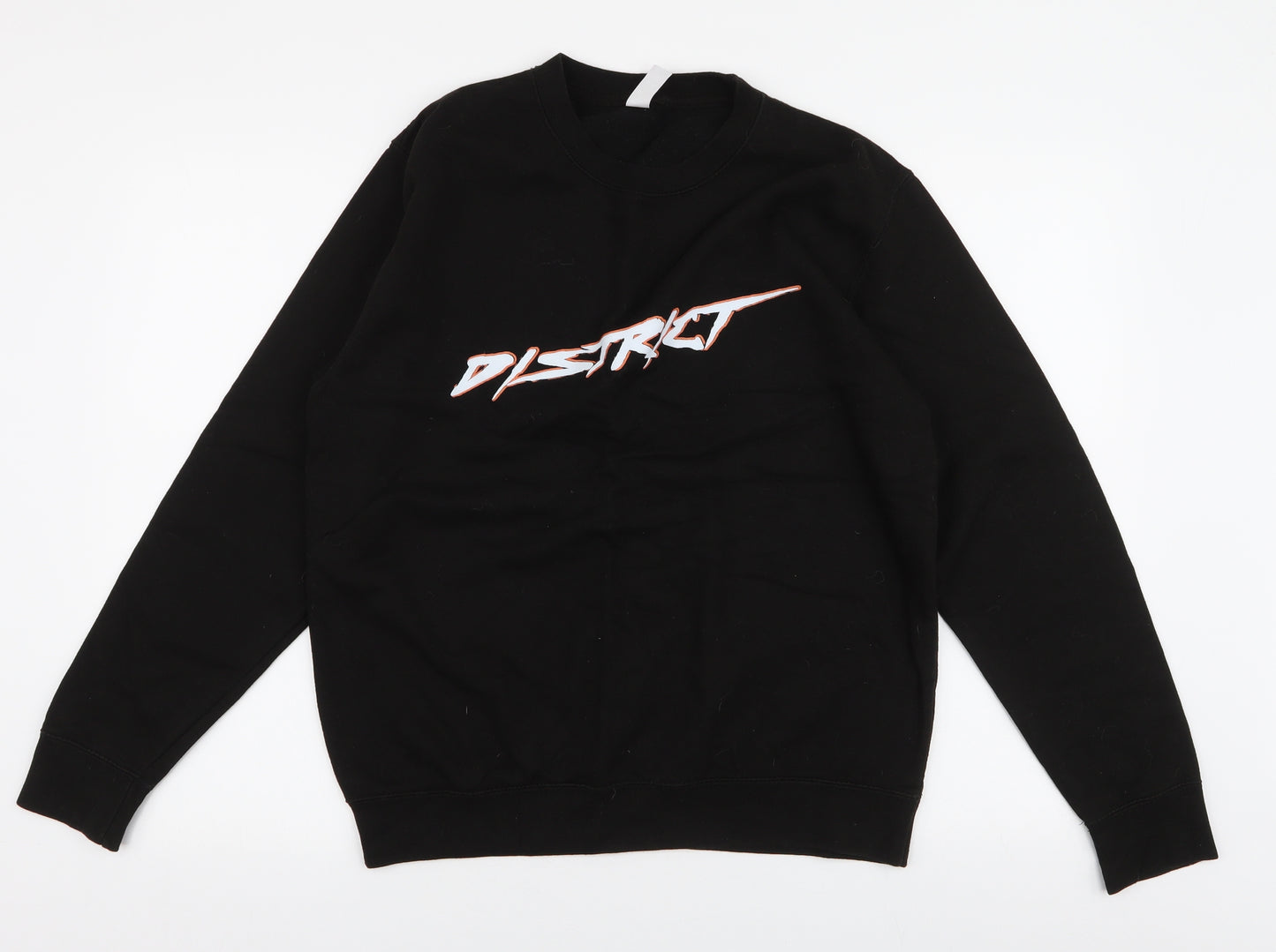 JustHoods Mens Black  Cotton Pullover Sweatshirt Size M   - District