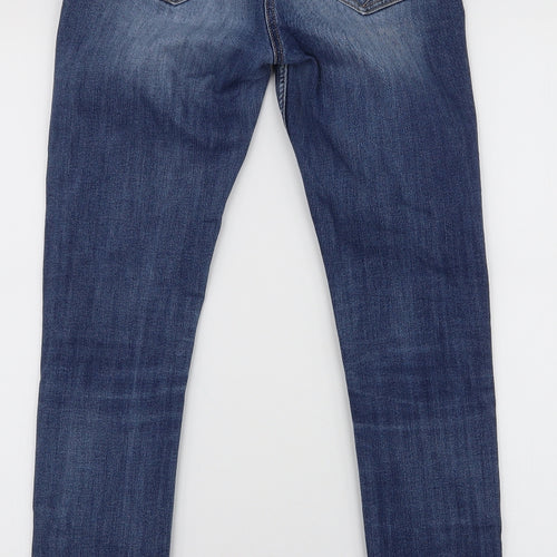 NEXT Womens Blue  Cotton Skinny Jeans Size 14 L30 in Slim Zip