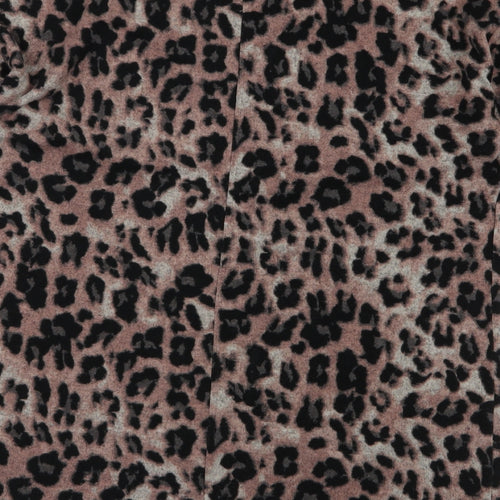 F&F Womens Brown Round Neck Animal Print Polyester Pullover Jumper Size 10