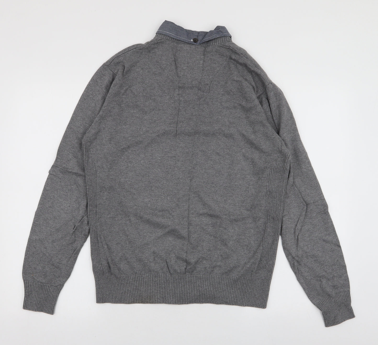 Matalan Mens Grey Collared  Cotton Pullover Jumper Size M
