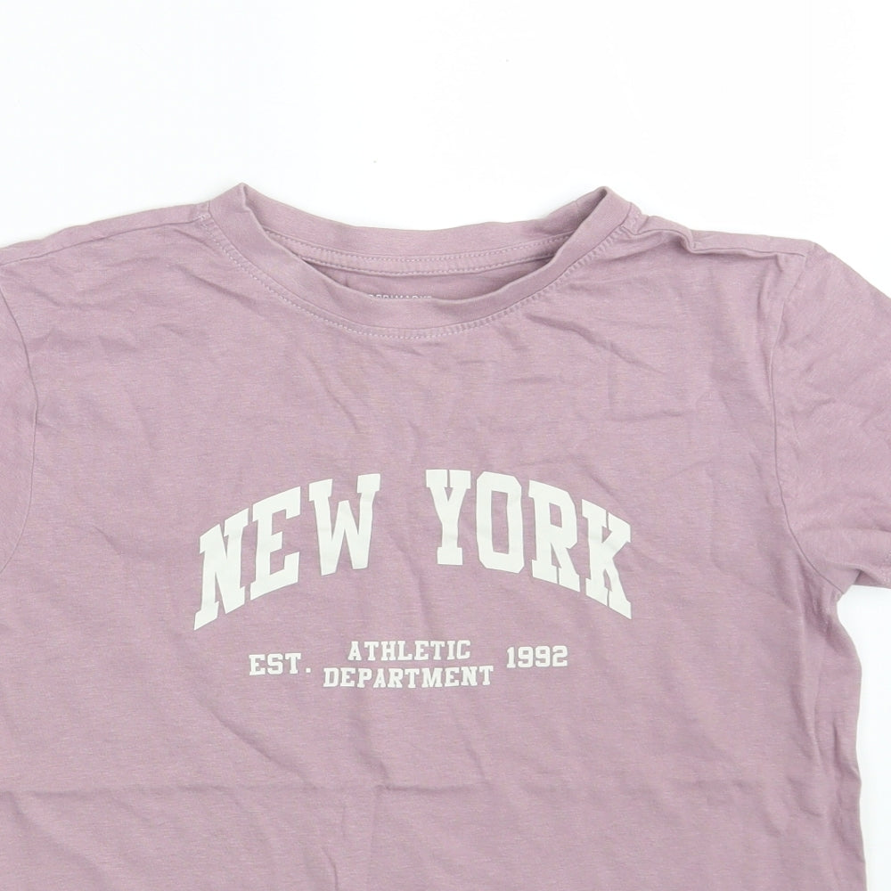 Primark Womens Purple  Cotton Basic T-Shirt Size S Crew Neck - New York