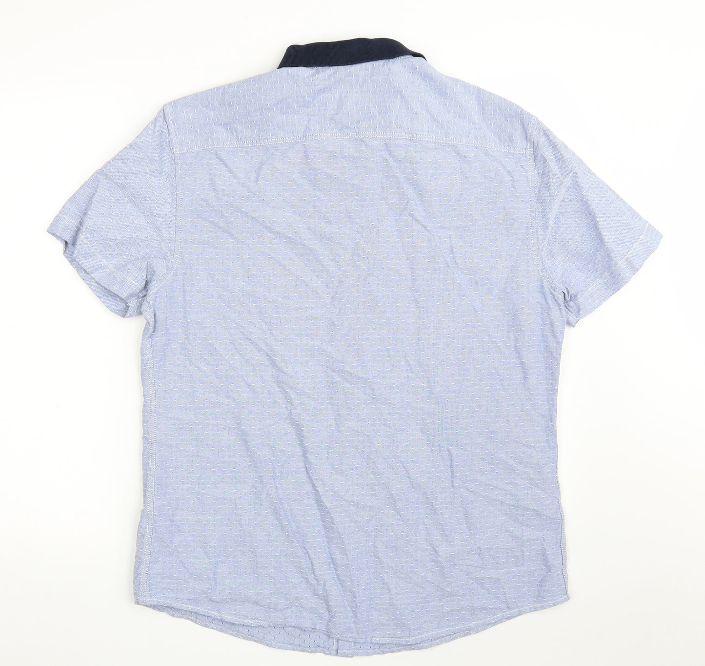 Very Mens Blue  100% Cotton  Dress Shirt Size L Collared Button