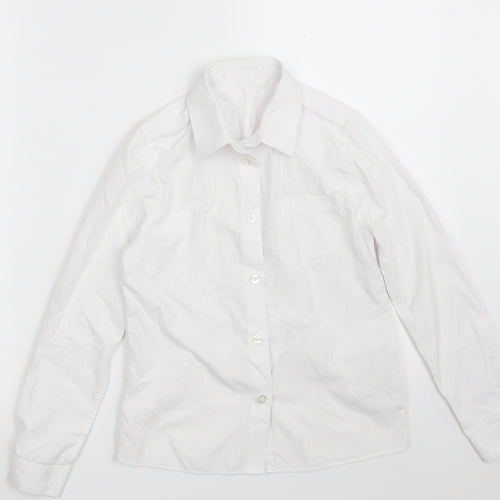 F&F Girls White  Polyester Basic Button-Up Size 9-10 Years Collared Button